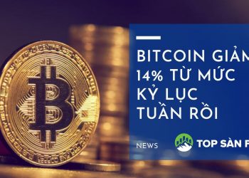 Bitcoin giảm mạnh 14% từ mức kỷ lục tuần rồi