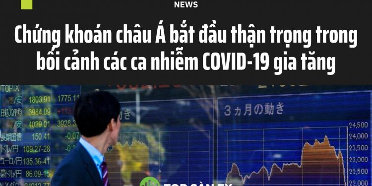 Chứng khoán châu Á bắt đầu thận trọng trong bối cảnh các ca nhiễm COVID-19 gia tăng