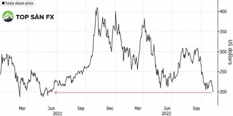 Biểu đồ cổ phiếu Tesla trong 2 năm