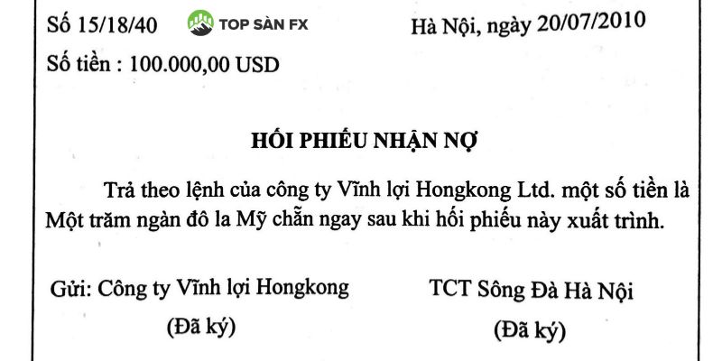 Mẫu hồi phiếu nhận nợ 