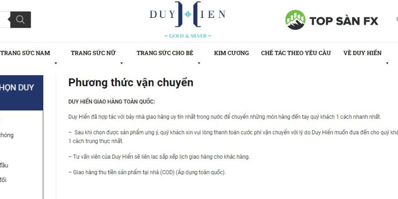 Chính sách mua sắm vàng tại Duy Hiển 