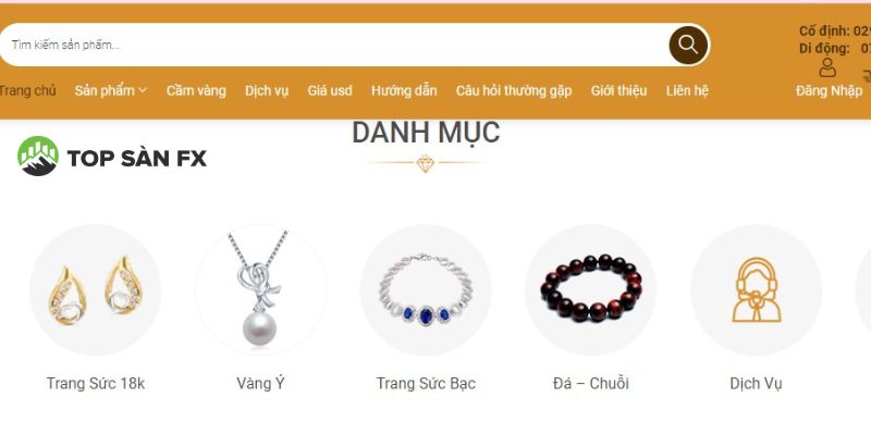 Danh mục sản phẩm tại tiệm vàng Kim Châu