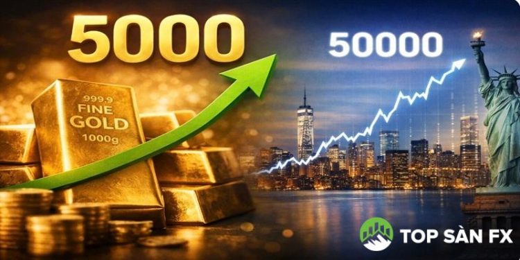 Giá vàng thế giới, chứng khoán Mỹ cùng tăng cao